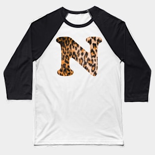 Letter N leopard print Baseball T-Shirt